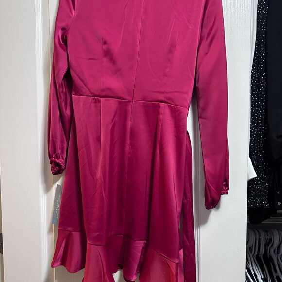 Ruffle Detail Wrap Dress - Cherry - Picture 5 of 8